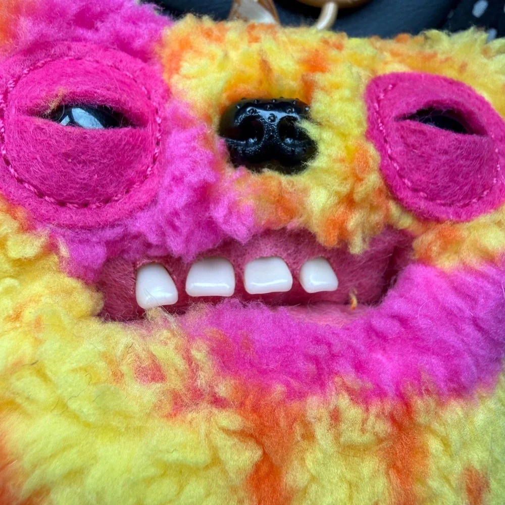 Zuru Fuggler Keyring Plush Monster Pink‎ Orange Yellow New Tie Dye Teeth Clip